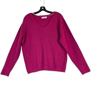 MSCH Copenhagen Knitted Magenta V-Neck Sweater